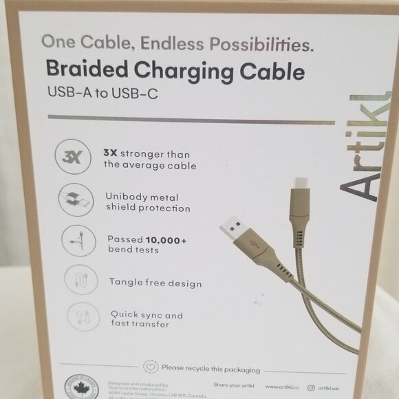 Artikl Charge & Sync Braided Charging Cable 6f USB-A to UBC-C 3X Color Peach - Picture 9 of 16